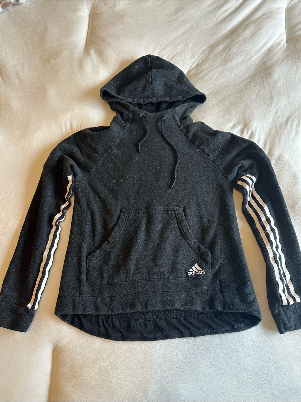 Adidas women’s Black Hooded Sweatshirt with 3-Stripes